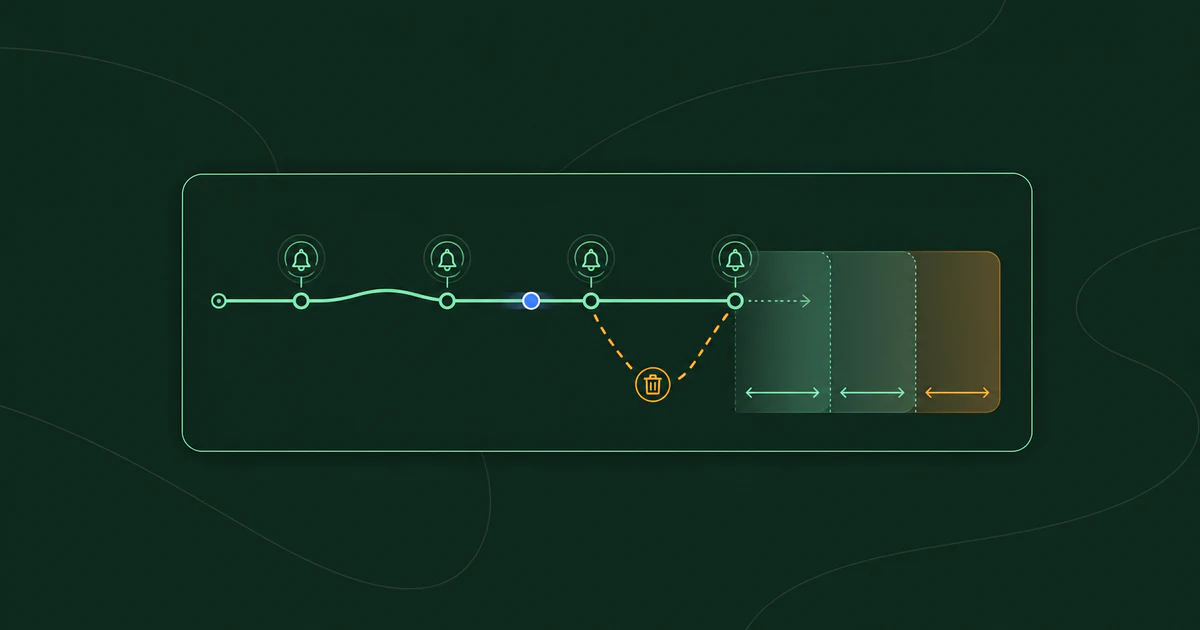 Customer ETA status panel showing the route events that trigger reliable service updates