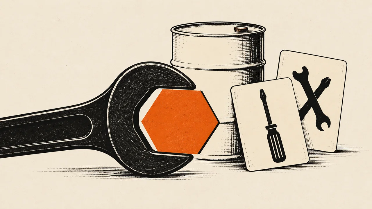 A wrench selects a tool suited to a motor oil fleet.